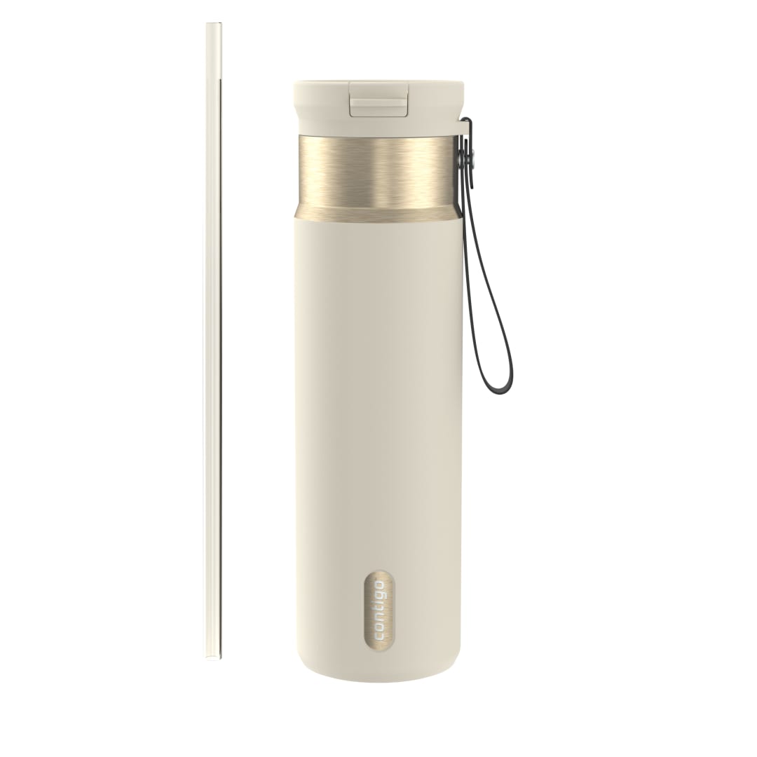 Contigo SnapSeal™ 24 oz Leakproof Stainless Steel Water Bottle with Carrying Strap and Reusable Straw