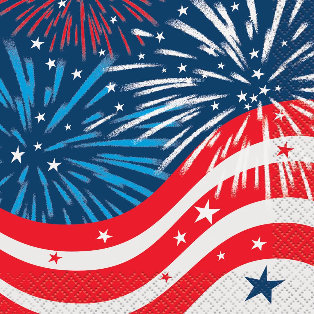 Fireworks 4th of July Beverage Napkins, 16ct