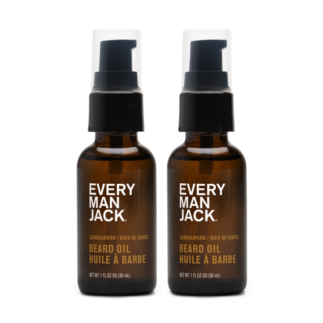 Every Man Jack Mens Beard Oil - Subtle Sandalwood Fragrance - Deeply Moisturizes and Softens Your Beard and Adds a Natural Shine - Naturally Derived with Shea Butter- 30 mL Twin Pack