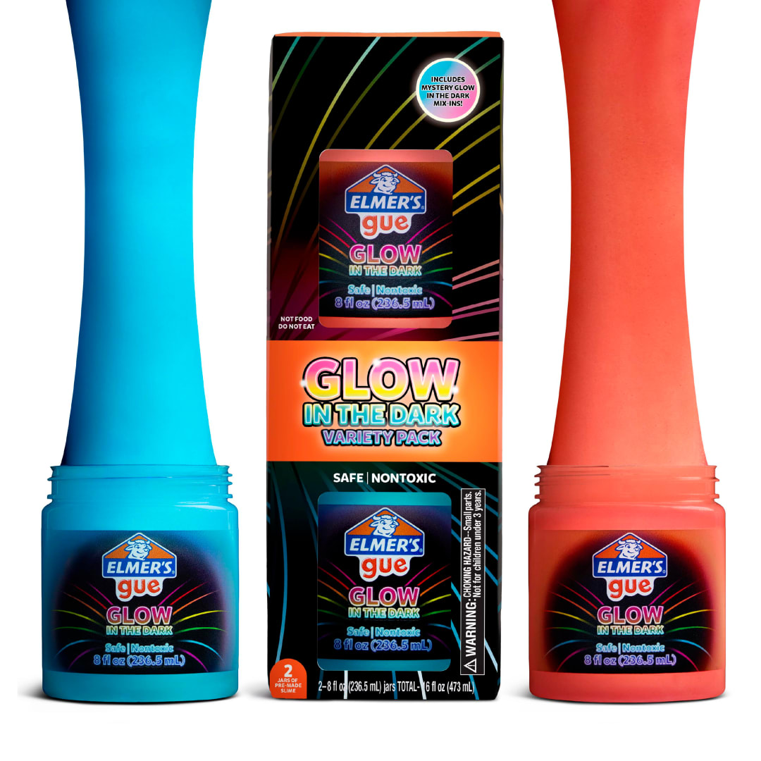 Elmer’s Gue Premade Slime, Glow in the Dark Slime, 8 oz, 2 Count