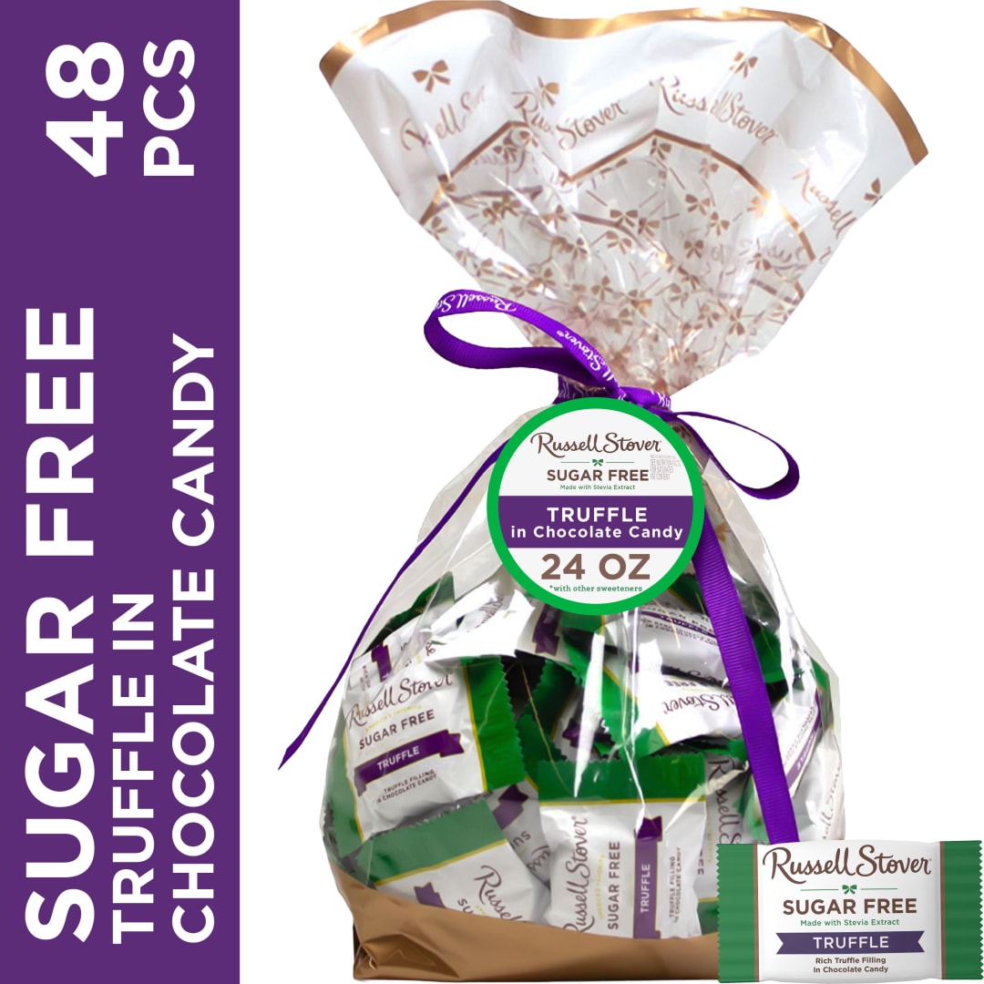 RUSSELL STOVER Sugar Free Dark Truffle Chocolate Candy Gift Bag, 24 oz.