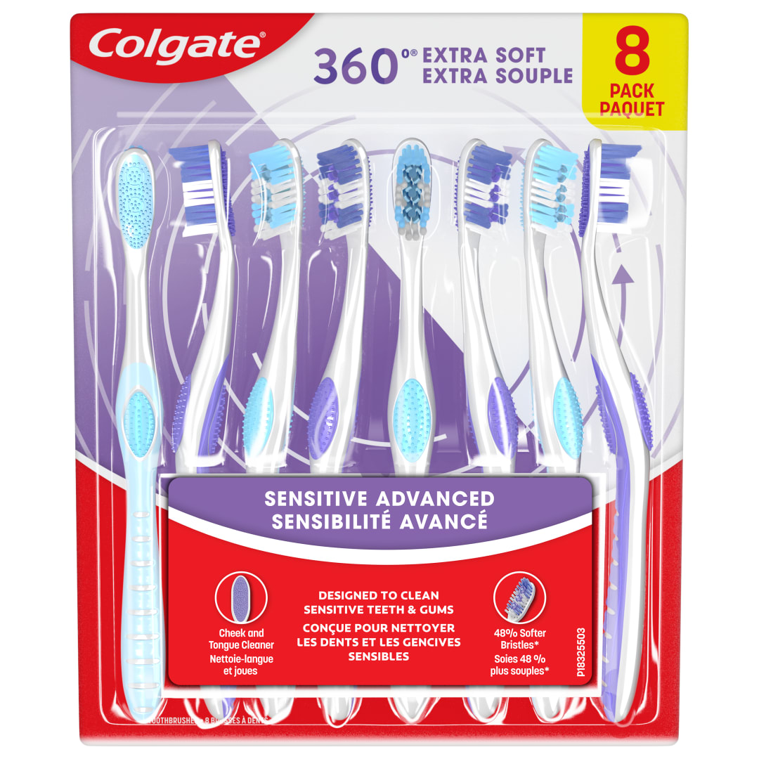 Colgate 360 Sensitive Advanced Gum Toothbrush Pack, 8 Ct.