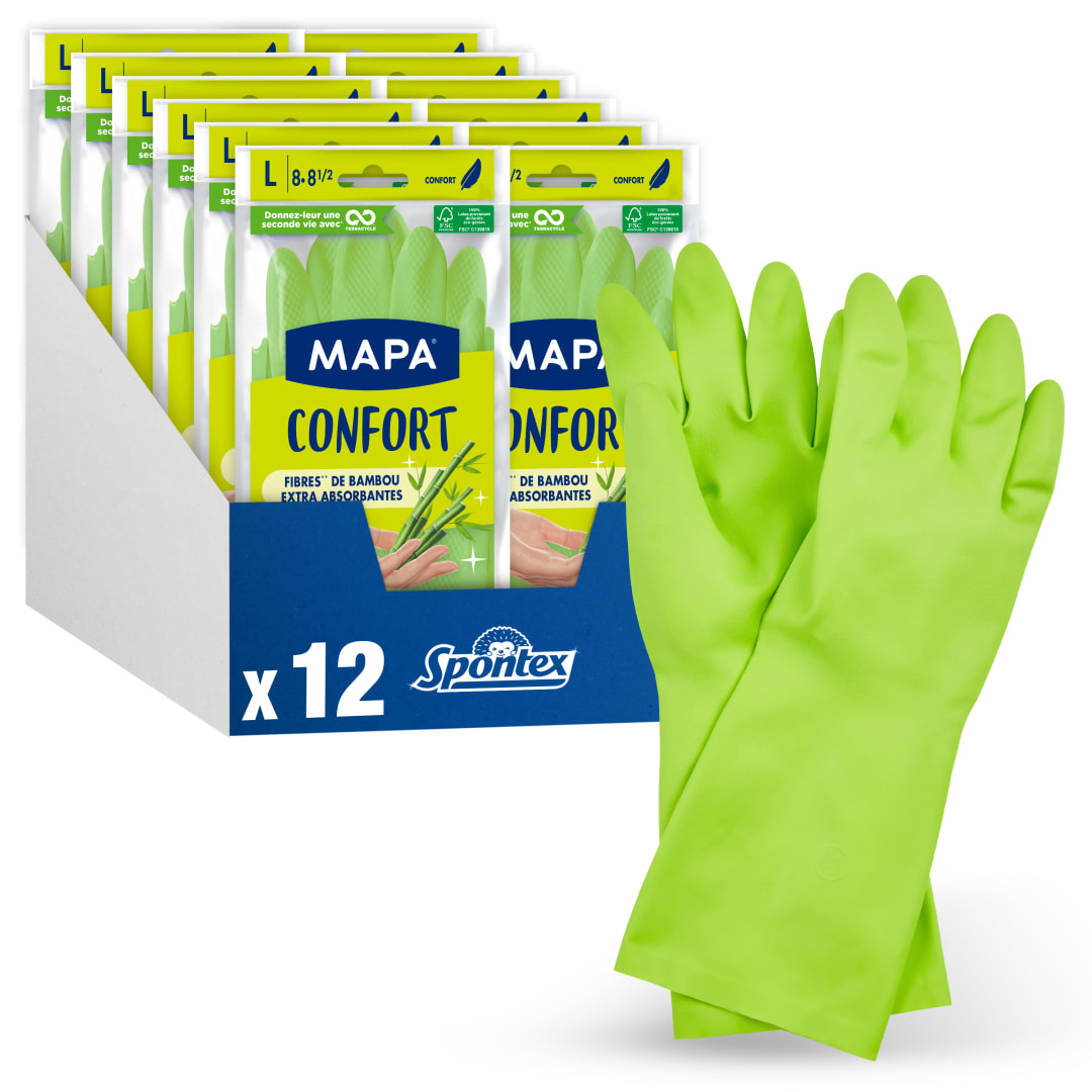 MAPA CONFORT REUSABLE GLOVES 12PK T.L - SWITCH CASE PACK FSC