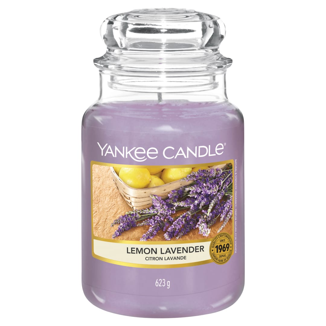 Yankee Candle Vela aromática en tarro grande de Lemon Lavender | Velas de larga duración: hasta 150 h | Regalos perfectos para mujeres