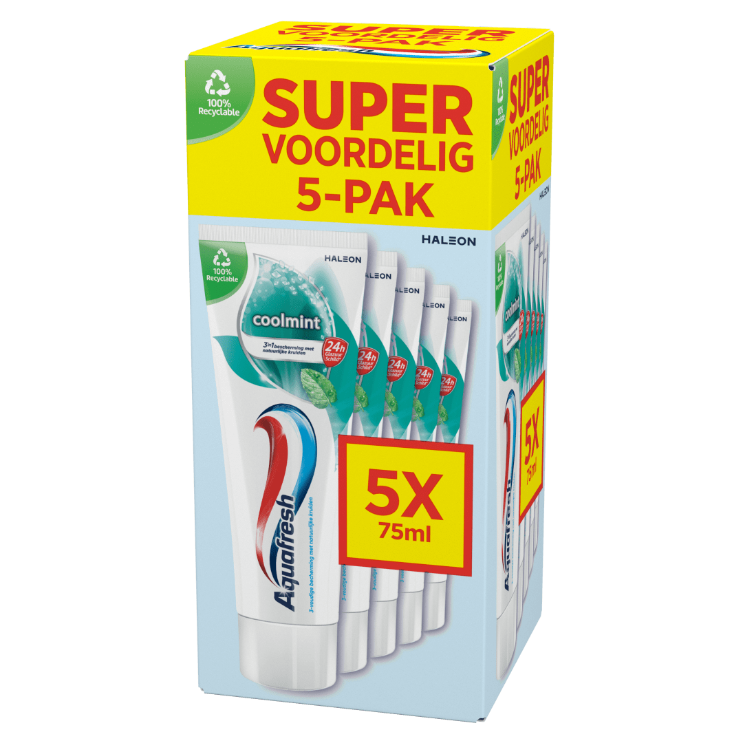 Aquafresh Coolmint Tandpasta 5x75ml voordeelverpakking