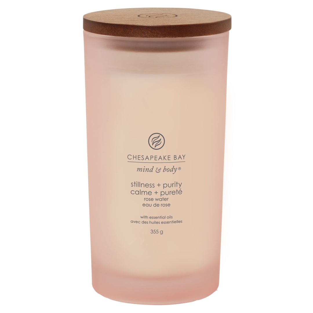 Chesapeake Bay® Scented Candle | Stillness + Purity (Rose Water) Large Tumbler Aromatherapy Candle | Long Burning Candles: up to 82 Hours | Mind & Body Collection | Gifts for Women