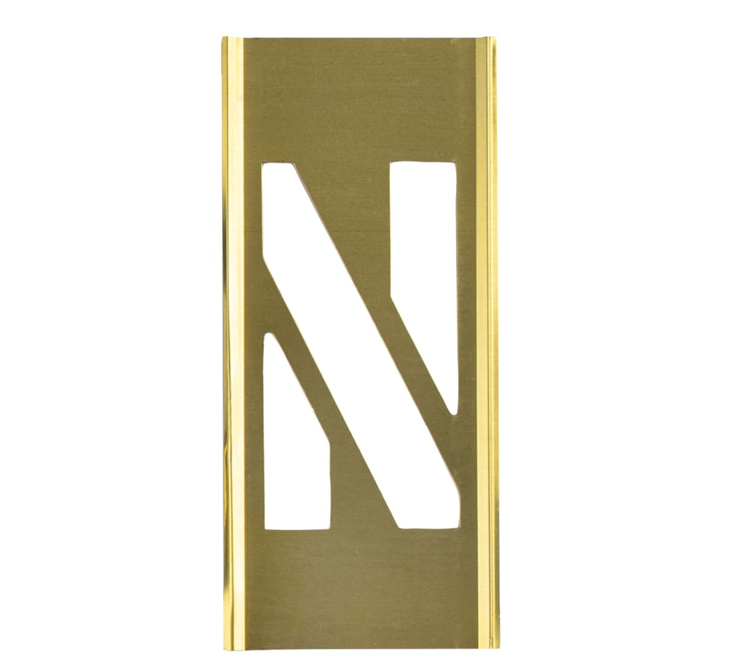 Stencil Sort-2" Brass Gothic N