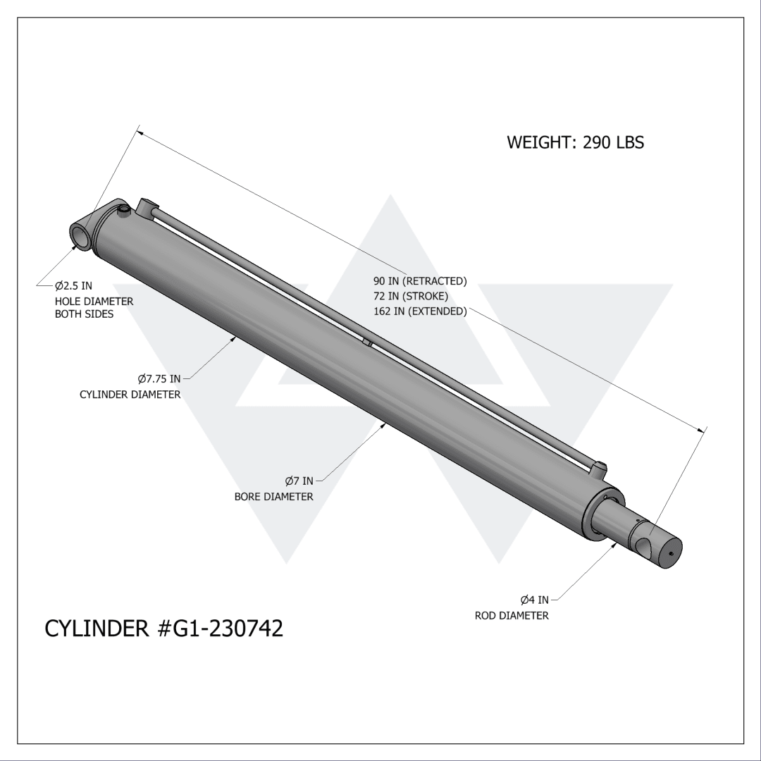 Galbreath™ Cylinder Double Acting 7 X 4 X 72 Lift