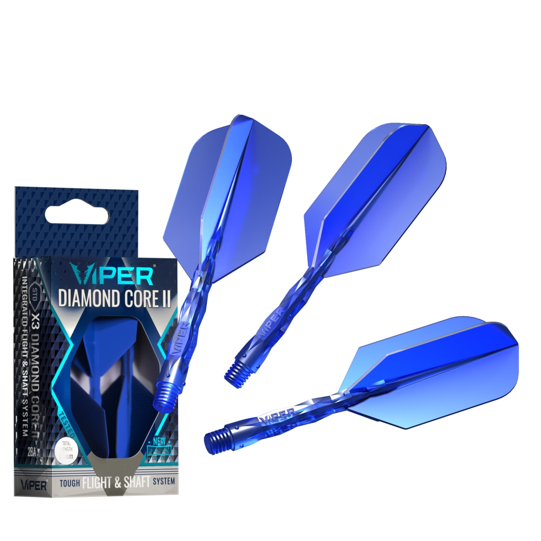 Viper Diamond Core II Integrated Dart Flight & Shaft System - InBetween Shaft, Slim Flight - Blue