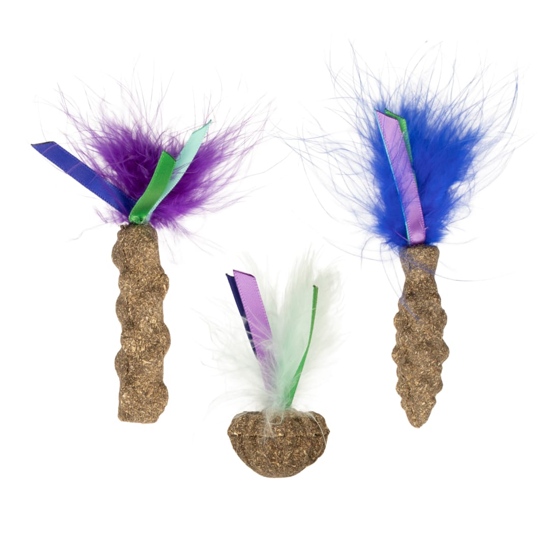 SmartyKat Frisky Fun Compressed Catnip Cat Toys, Set of 3, Mouse-Shaped Catnip Toys with Ribbon Tails