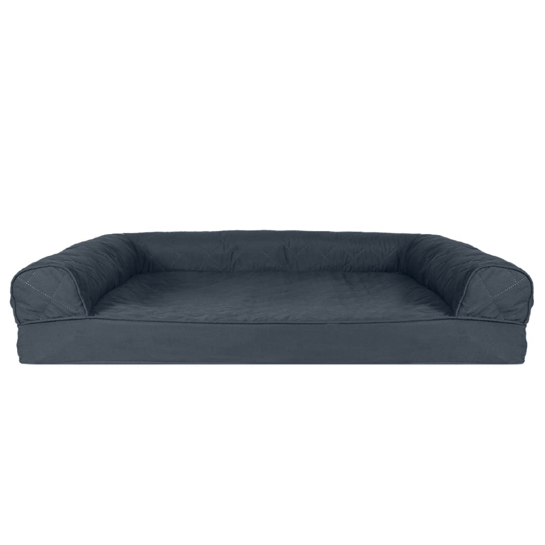 FurHaven Classic Sofa  Orthopedic Dog Bed for Large Dogs, with Orthopedic Egg Crate with a Solid Orthopedic Foam Base for Joint Support, Removable Washable Cover, Large, Quilted Sofa, Iron Gray