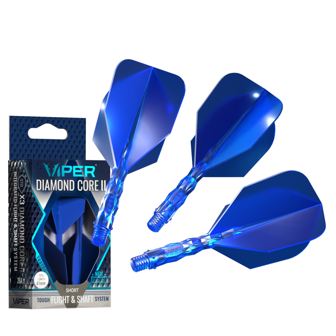 Viper Diamond Core II Integrated Dart Flight & Shaft System - Short Shaft, Standard Flight - Blue