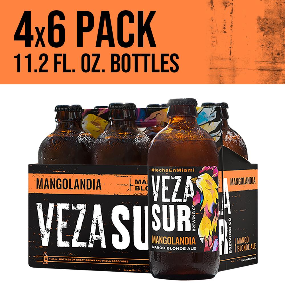 Veza Sur Brewing Co. Mangolandia Blonde Ale Craft Beer, 4 x 6 Pack Case, 11.2 FL OZ Bottles, 4.8% ABV
