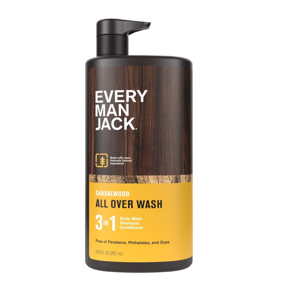 Every Man Jack Sandalwood Hydrating Men's 3-in-1 Body Wash and Shampoo & Conditioner - 28.8 fl oz
