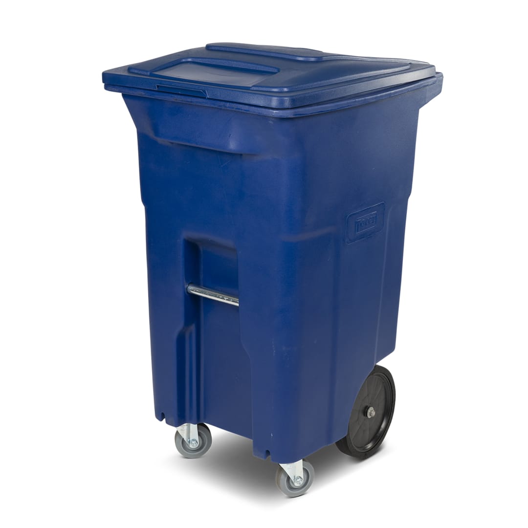 64 Gal. Trash Can with Wheels and Lid (2 caster wheels 2 stationary wheels)