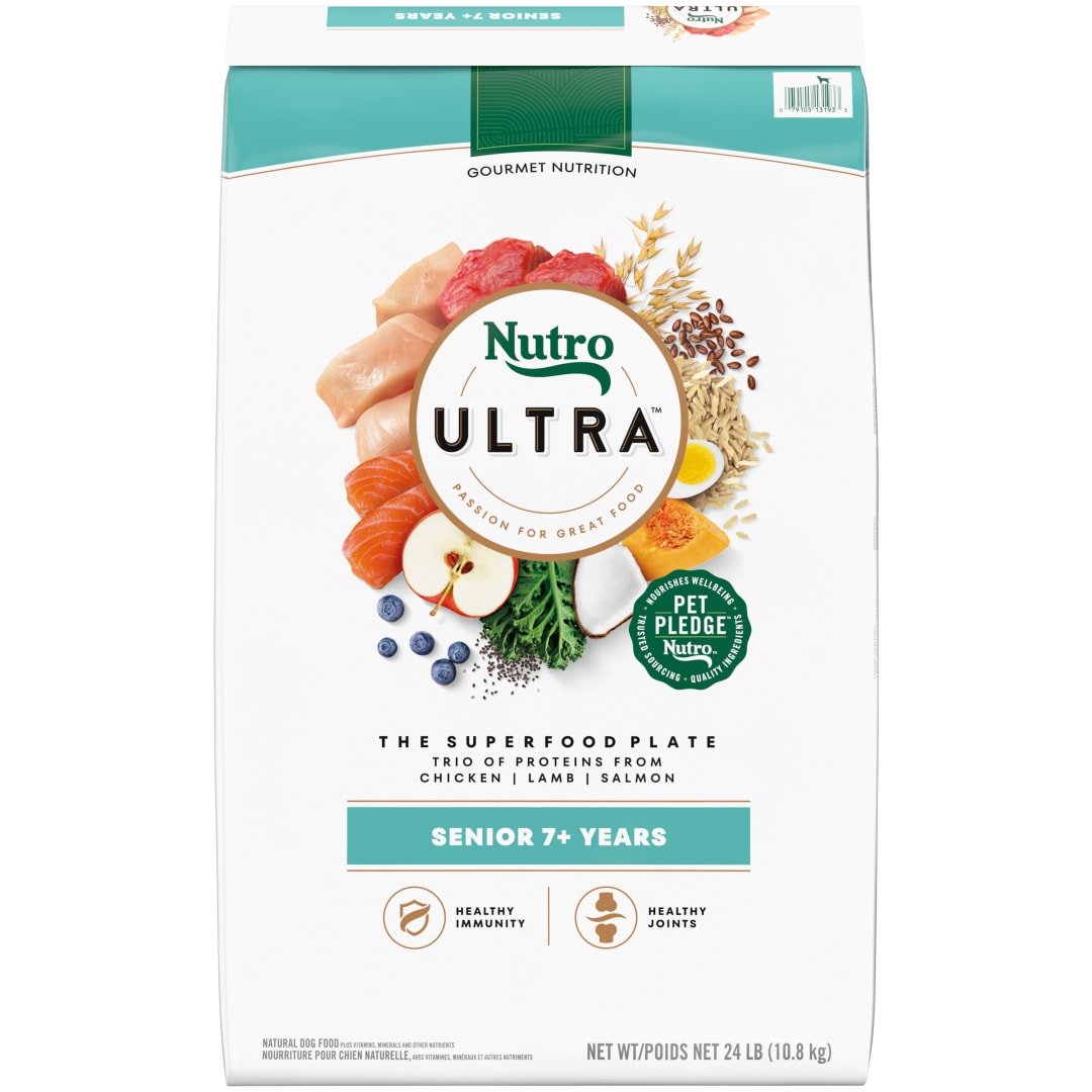 Nutro Ultra Senior Dry Dog Food with a Trio of Proteins from Chicken, Lamb and Salmon, 24 lb Bag