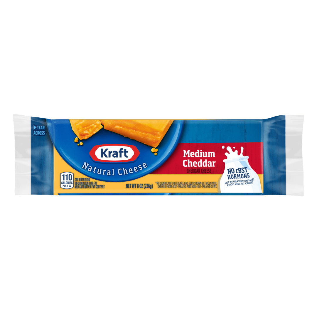 Kraft Natural Medium Cheddar Cheese, 8 oz Block