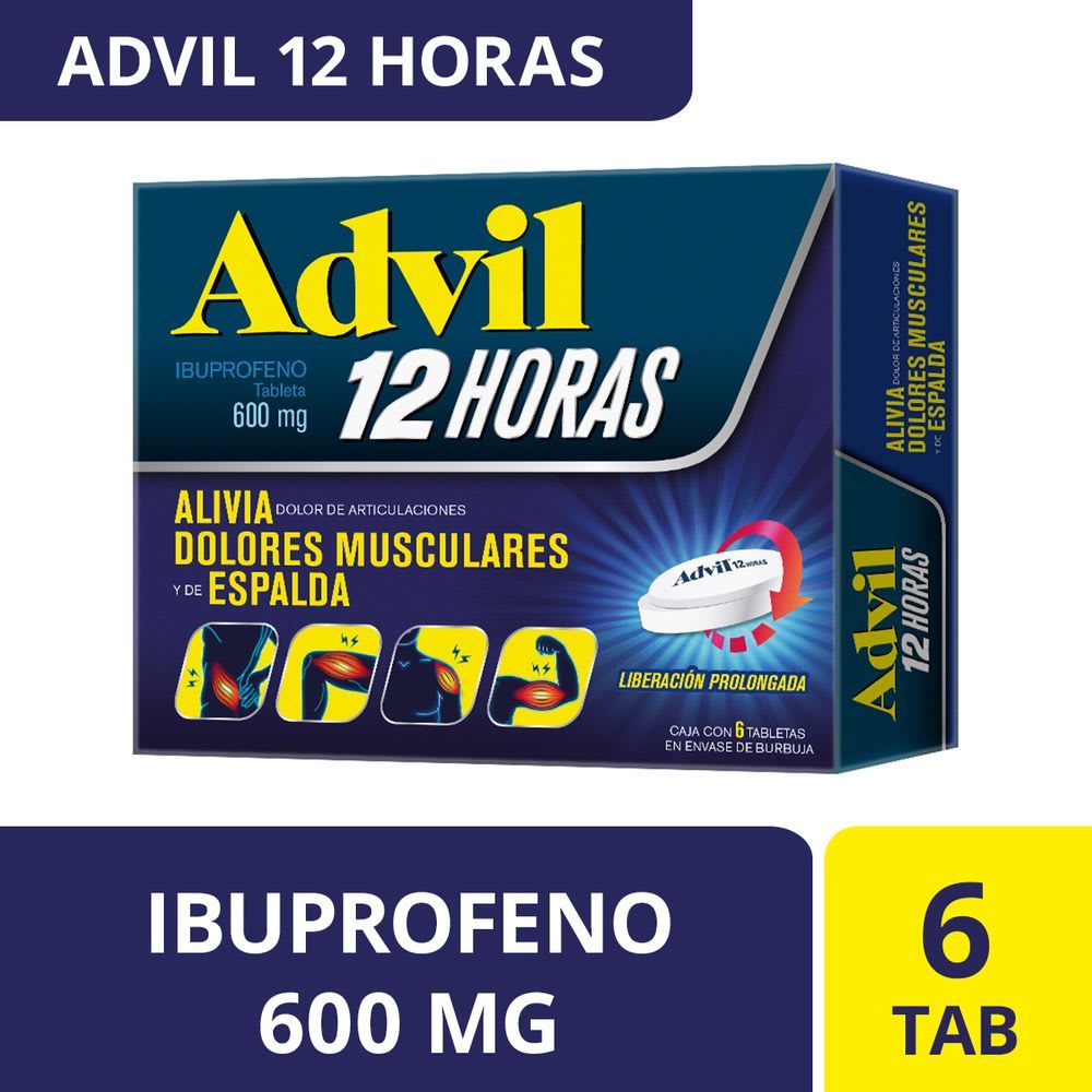 Advil 12 Horas 600 mg Analgésico 6 tabletas