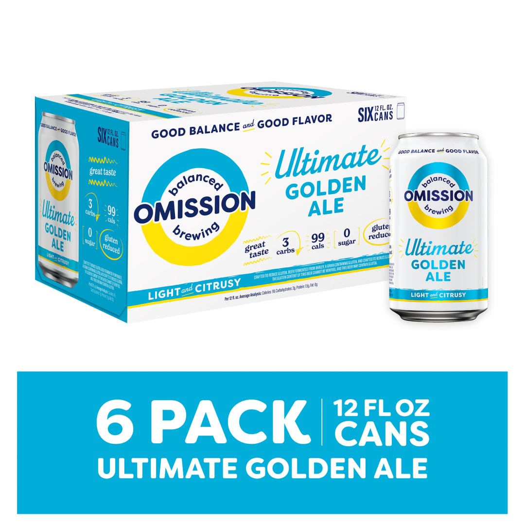 Omission Balanced Brewing Ultimate Golden Ale, 6 pack 12 FL OZ Cans, 4.2% ABV