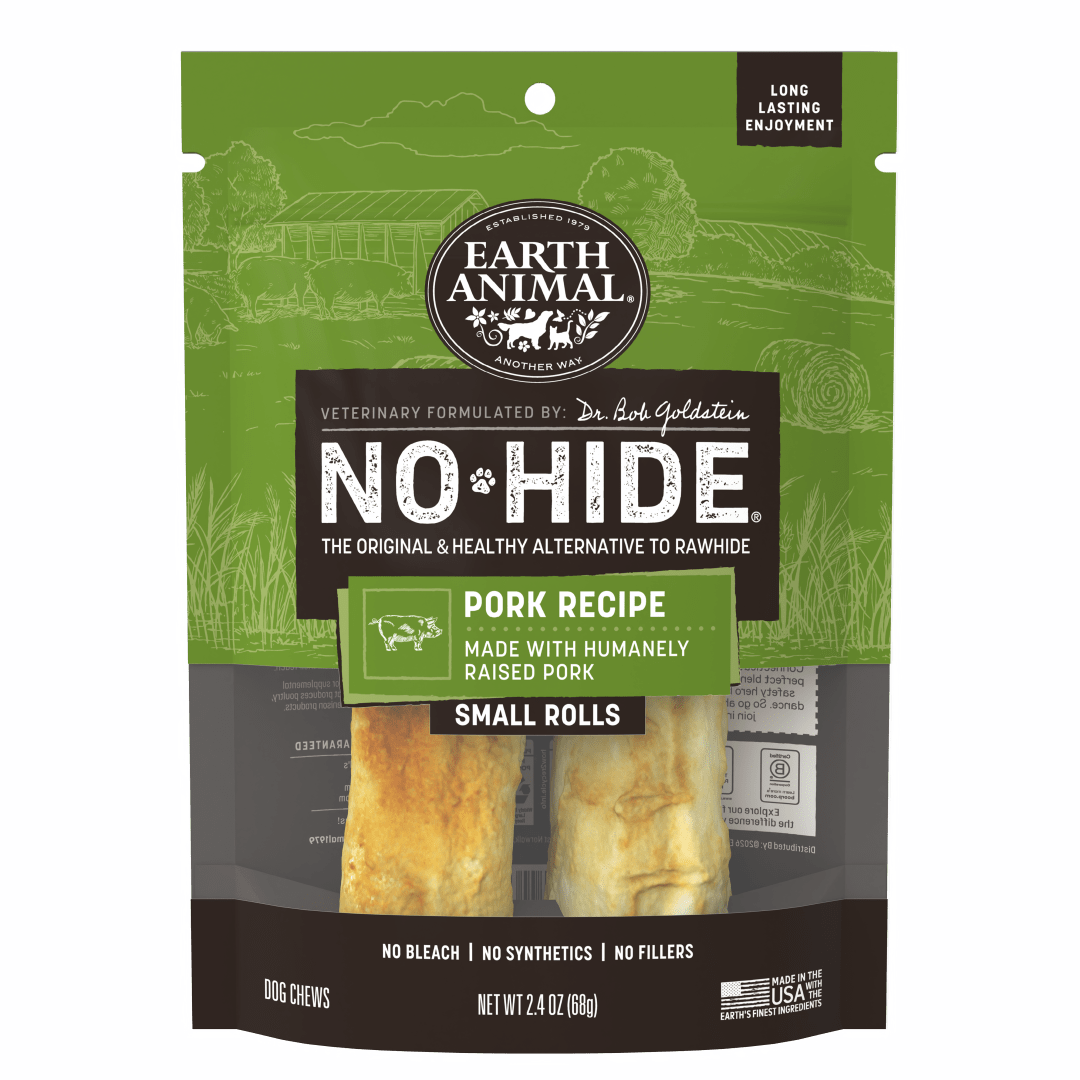 Earth Animal No-Hide Rolls Pork Recipe Small Dog Chews, 2 Pack