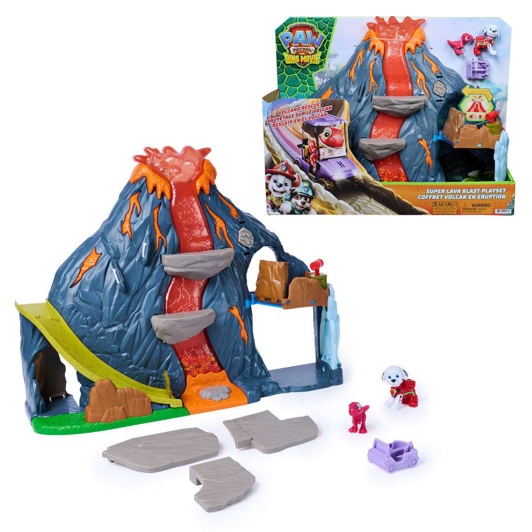 PAW Patrol The Dino Movie Super Lava Blast Volcano Playset with 2 Figures