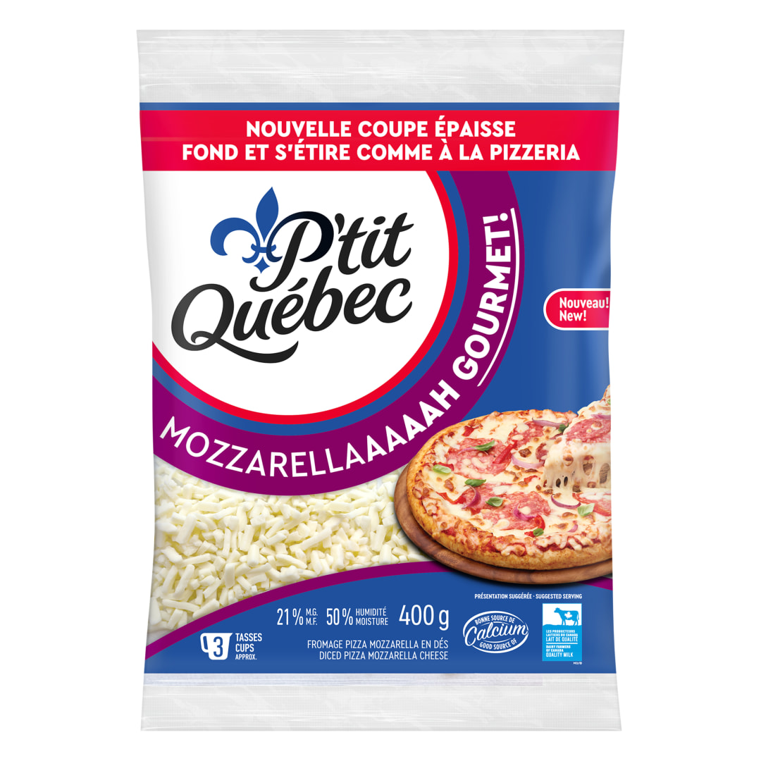 P'tit Québec Gourmet Pizza Mozzarella Cheese, Thick Cut, 400g