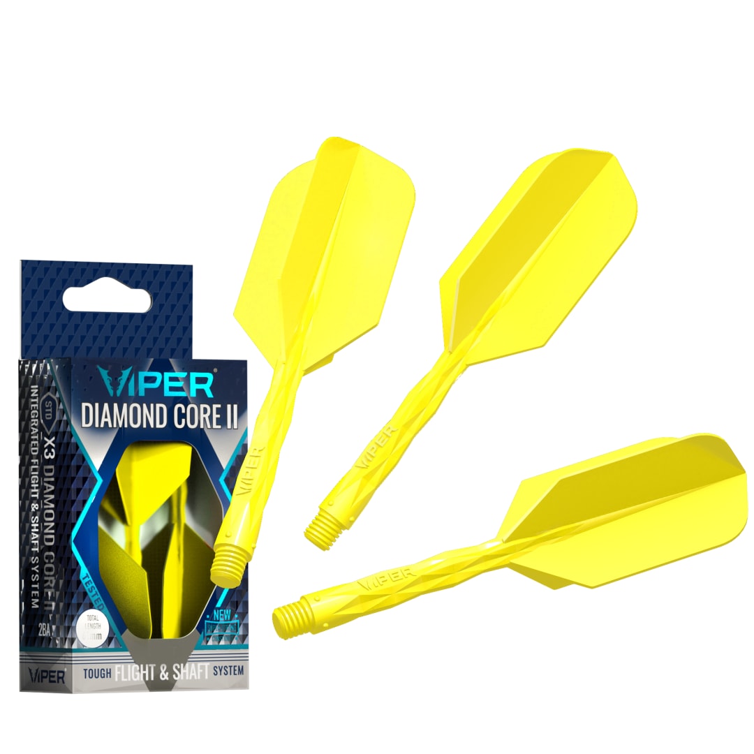 Viper Diamond Core II Integrated Dart Flight & Shaft System - Medium Shaft, Slim Flight - Neon Yellow