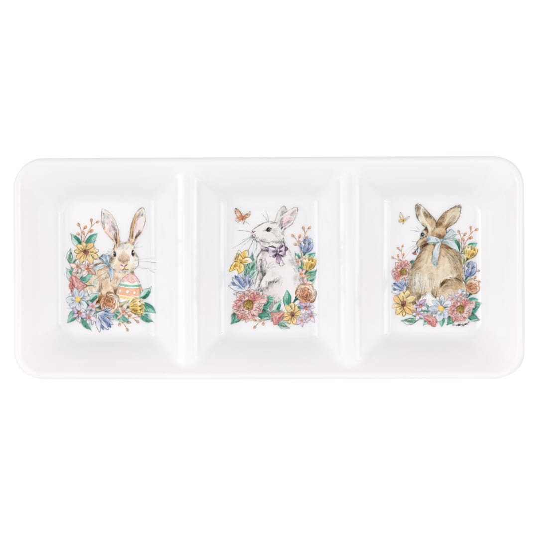 Bunny Friends Three Section Reusable Plastic Serving Tray