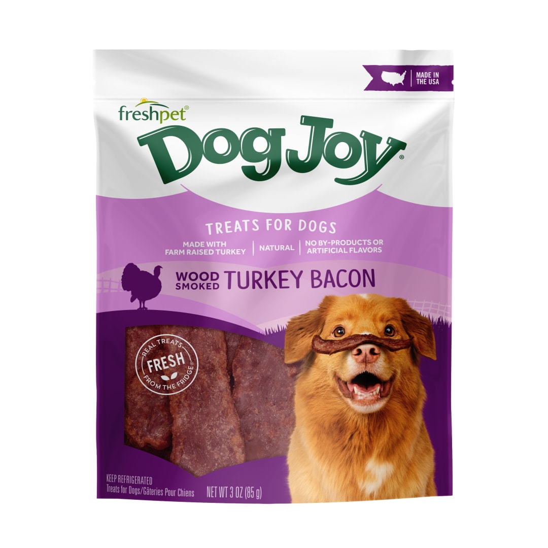 Freshpet Dog Treat, Dog Joy Wood-Smoked Turkey Bacon Treat 3 oz Bag