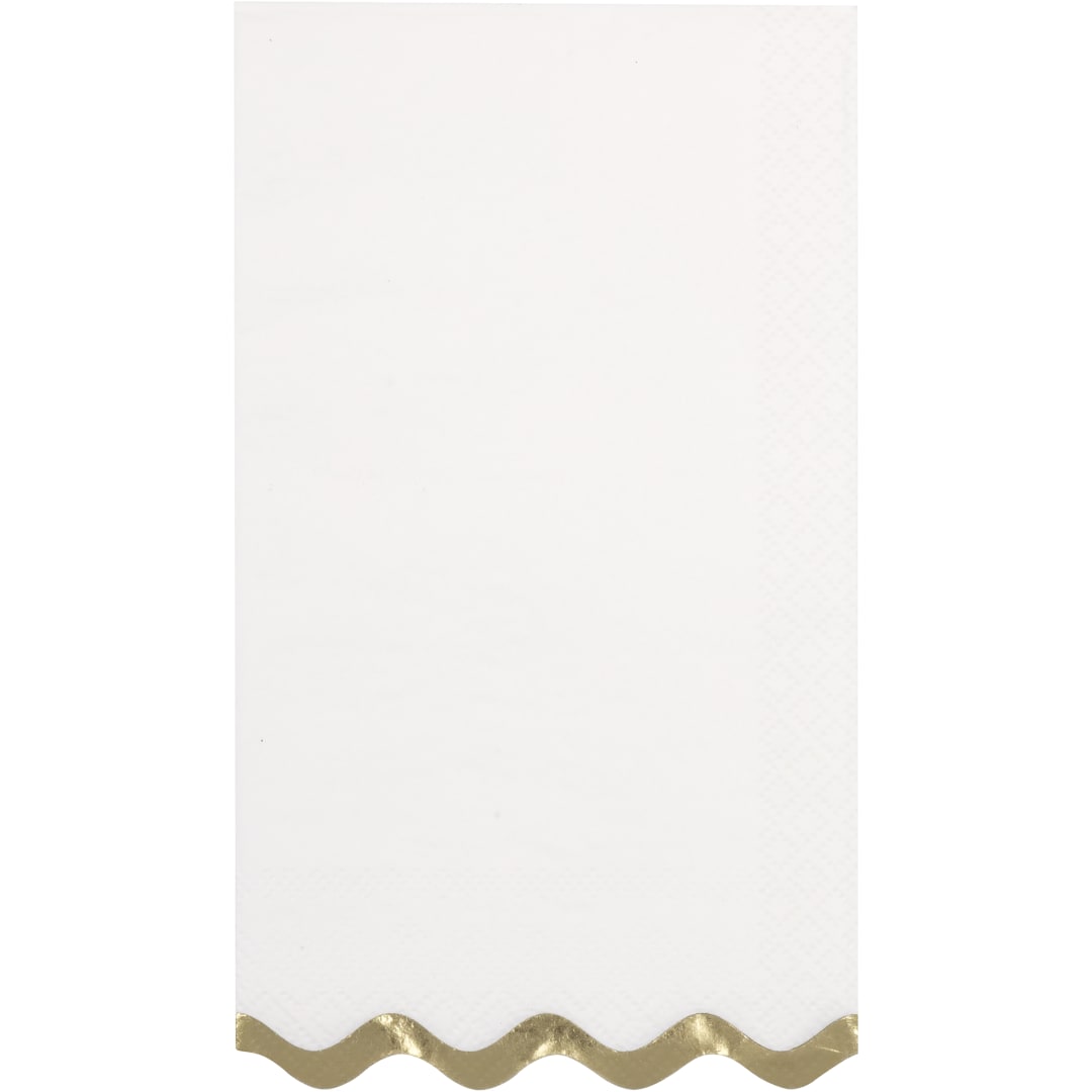 Garden Party White &amp; Gold Guest Towels, 16ct - Foil Stamping