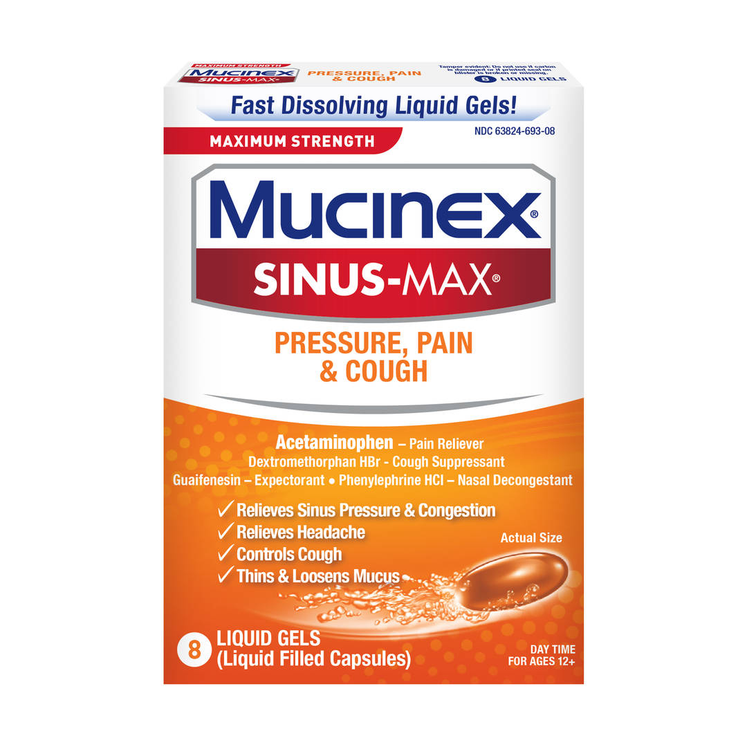 MUCINEX® SINUS-MAX® - Pressure, Pain & Cough Liquid Gels 24/8 ct.