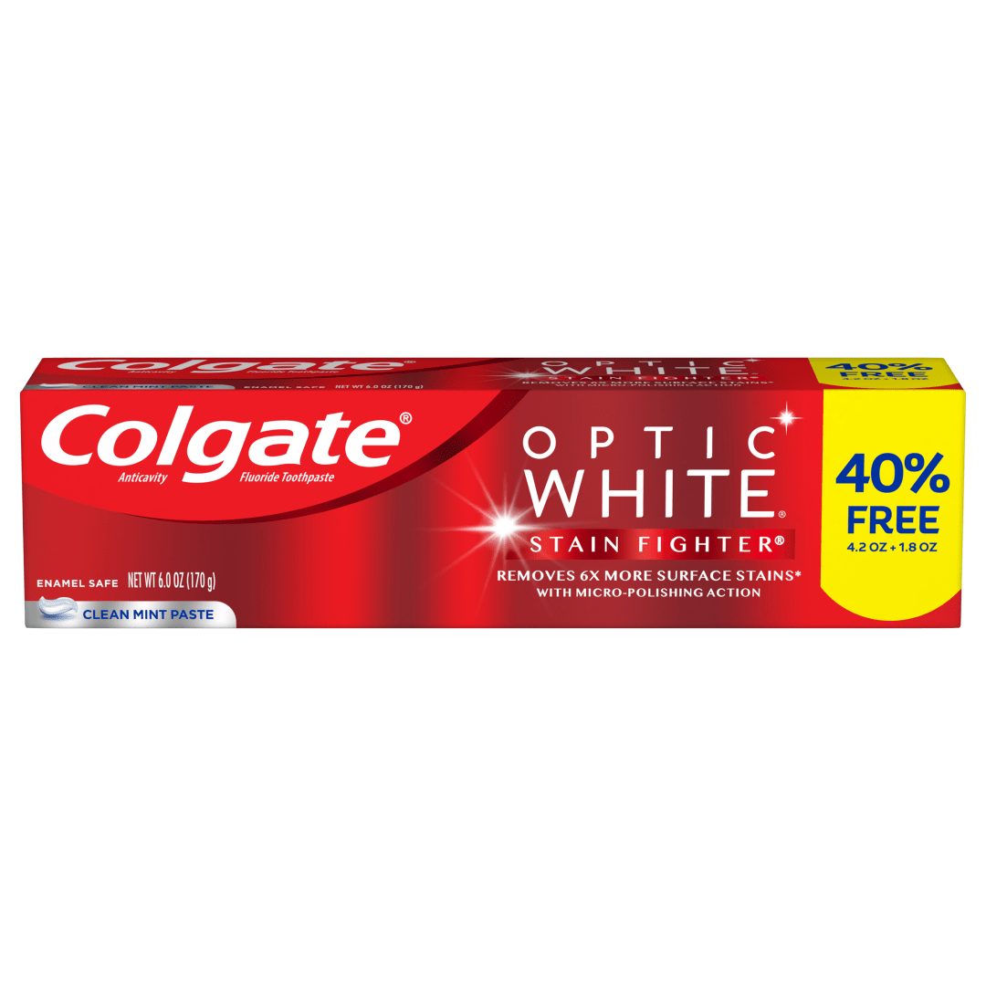 Colgate Optic White Stain Fighter Stain Removal Toothpaste, Clean Mint, 6 Oz