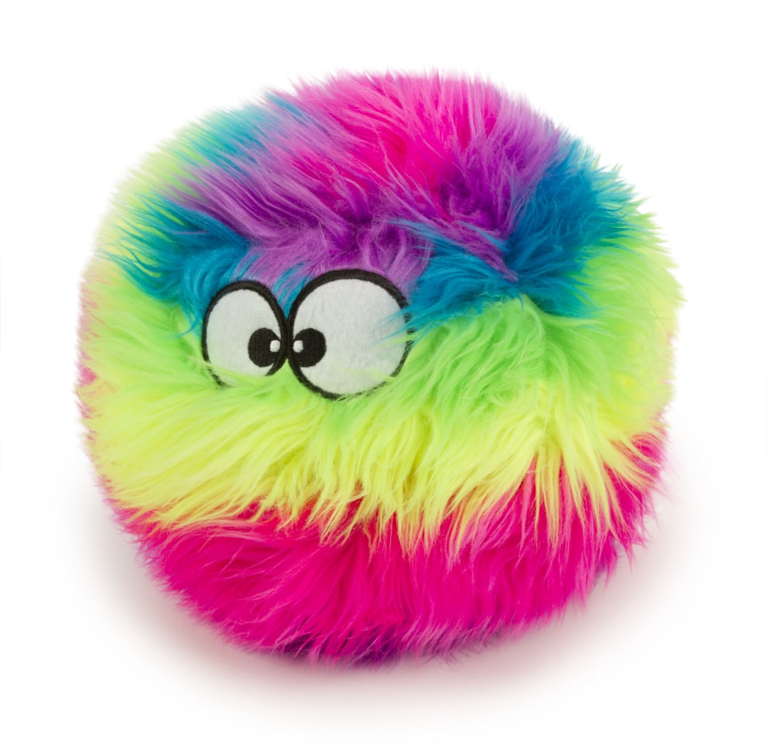 goDog Furballz Squeaky Plush Dog Toy With Chew Guard Technology, Rainbow, Large
