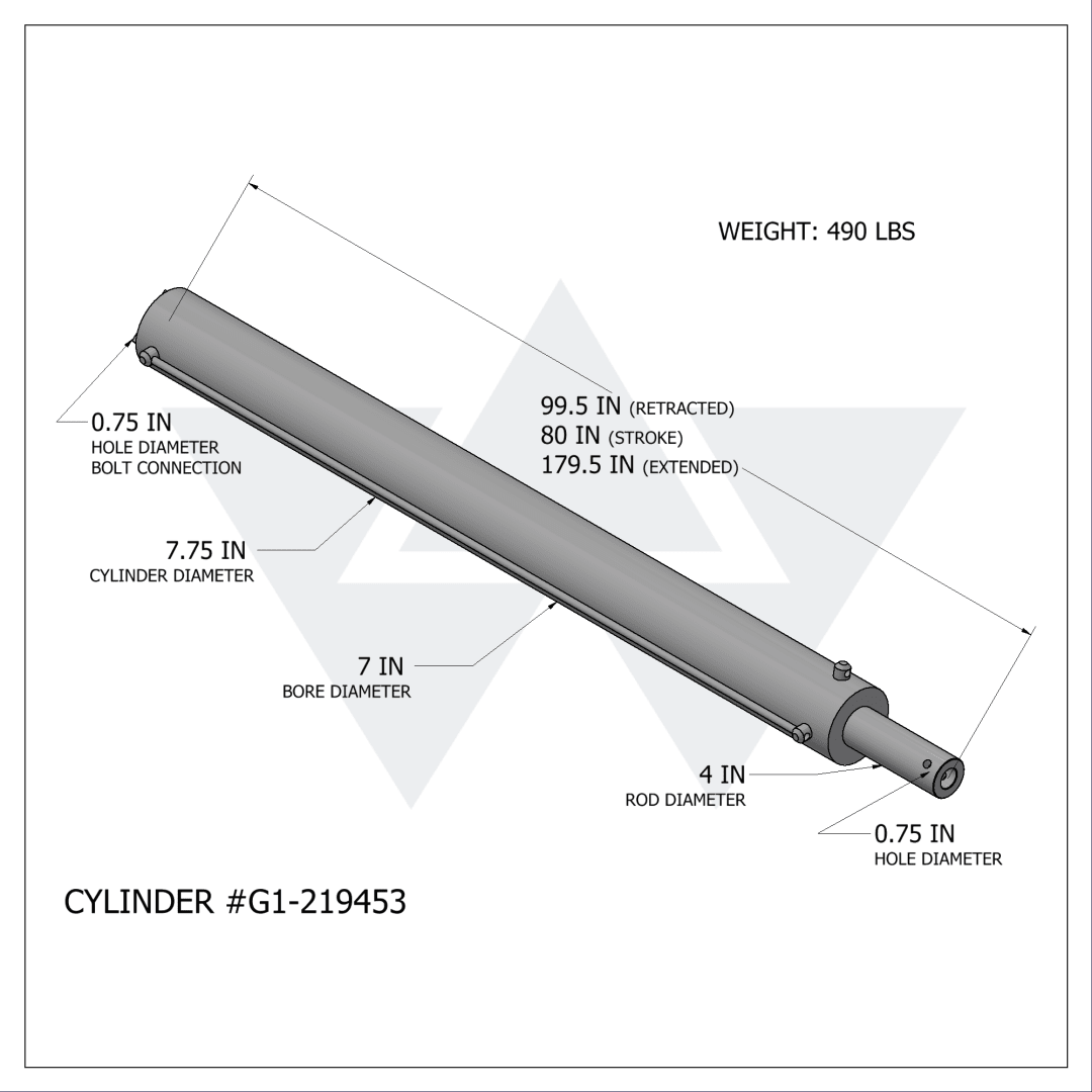 Galbreath™ Double Acting Winch Cylinder (7" x 4" x 80") (219453)