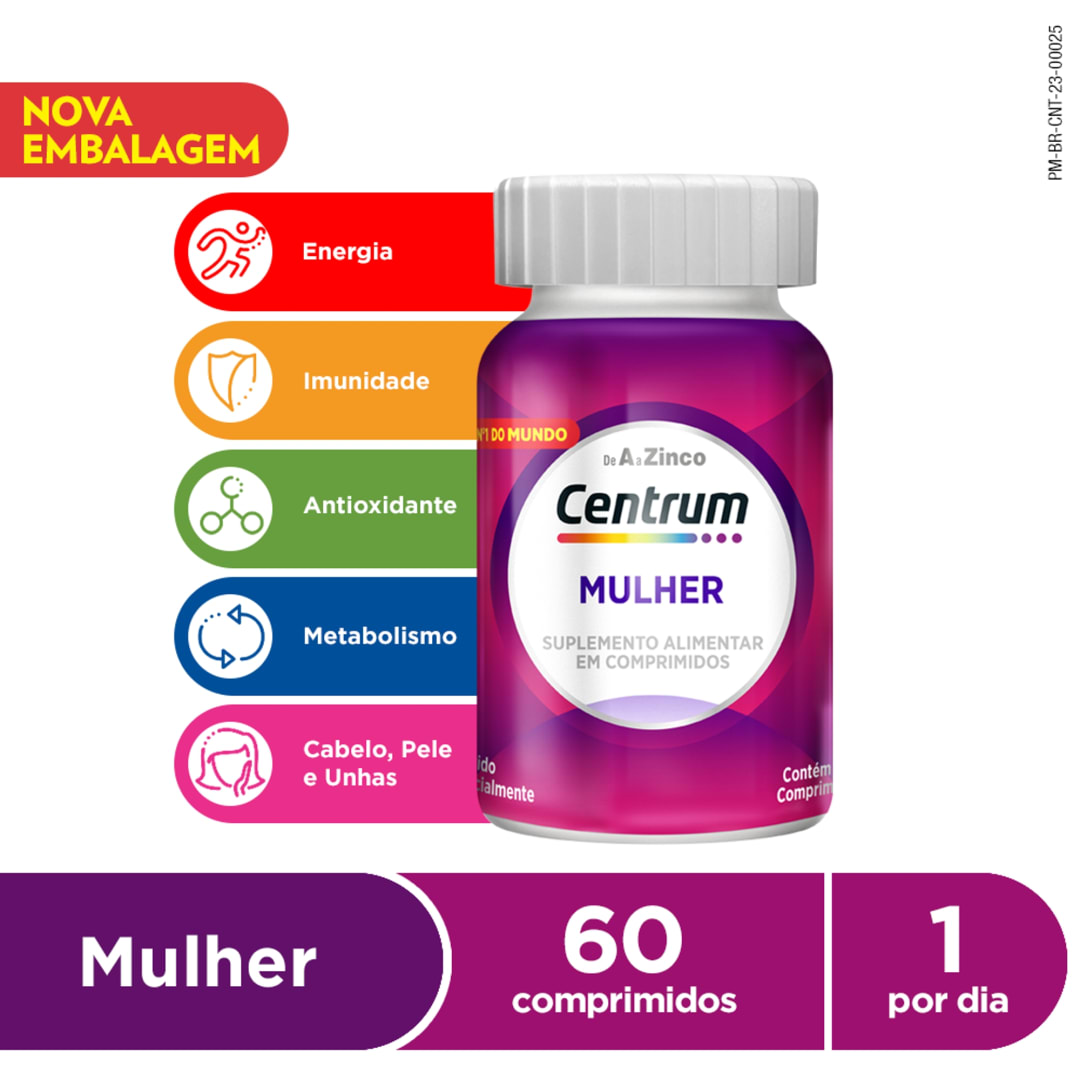 Centrum Gender Mulher Multivitaminico de A a Zinco com Vitaminas e Minerais 60 comprimidos