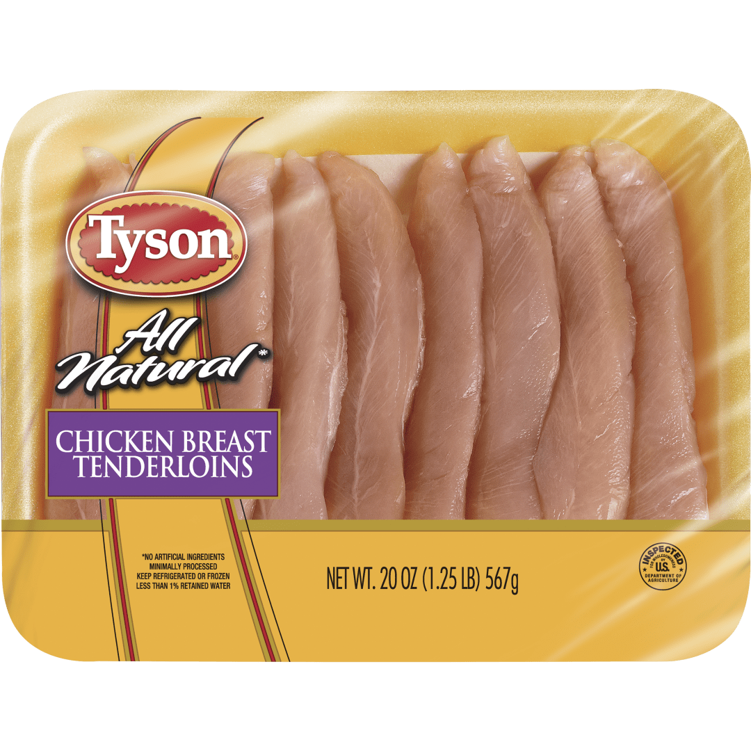 Tyson® All Natural* Fresh Boneless Skinless Chicken Breast Tenderloins, 1.25 lb.