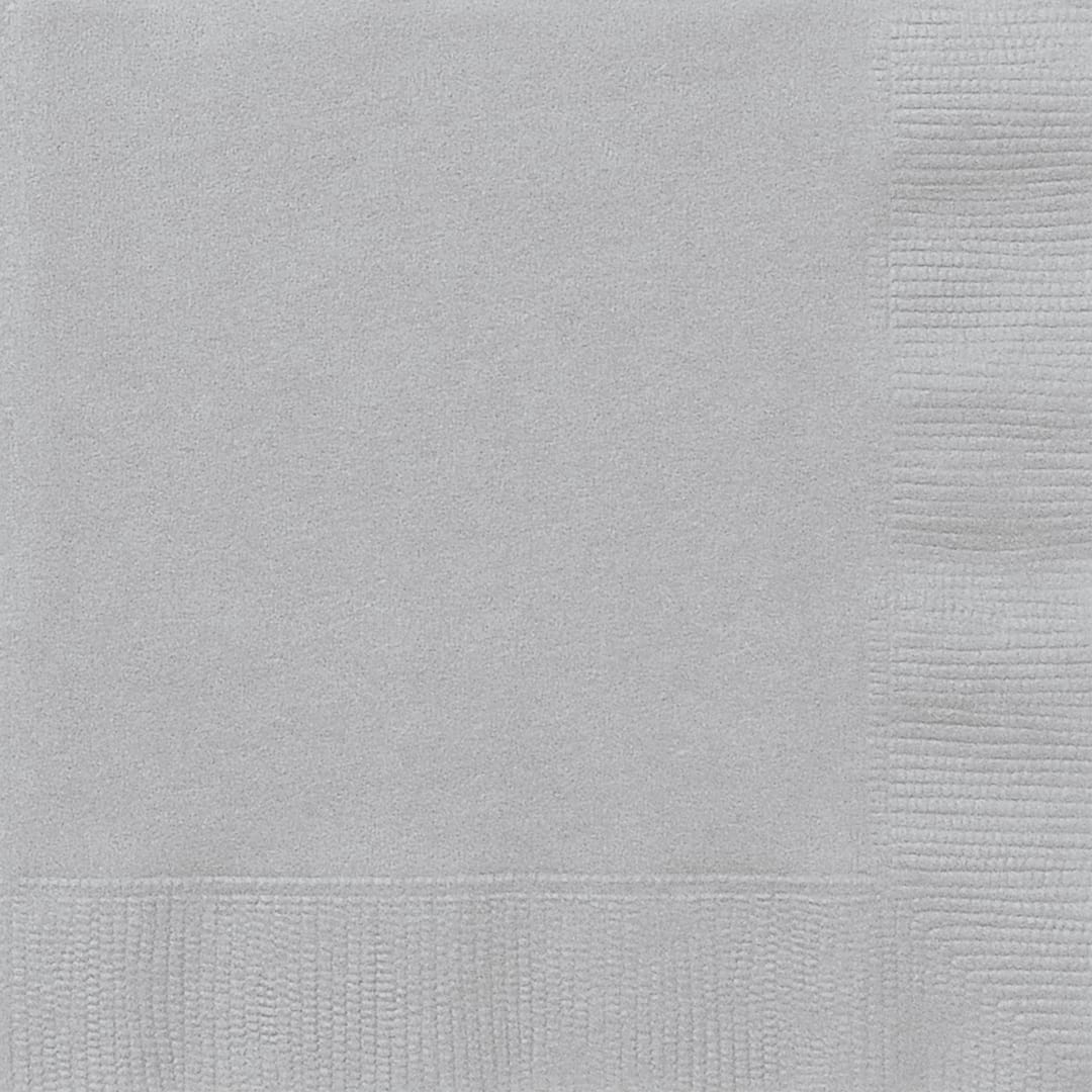 Silver Solid Beverage Napkins, 100ct