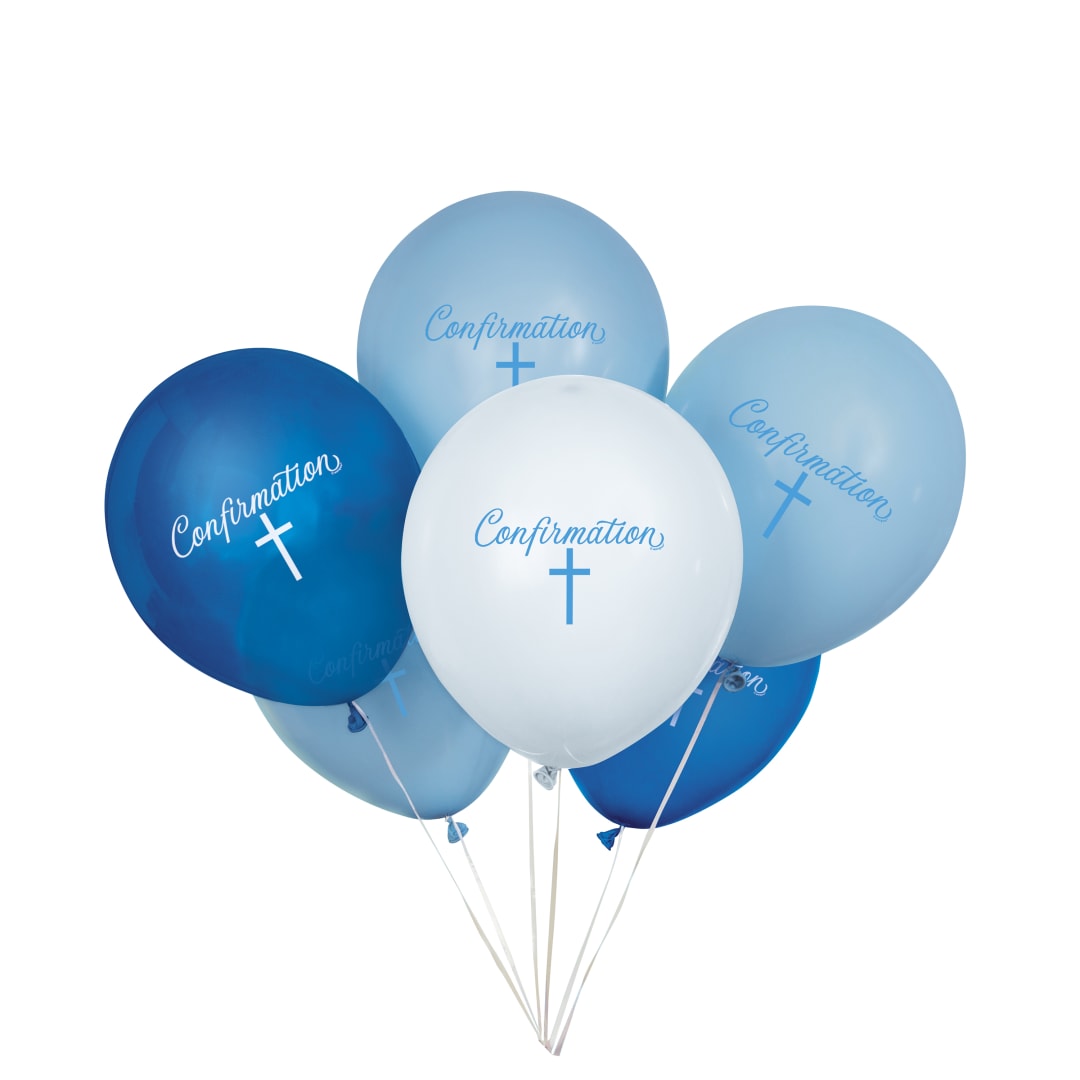 Fancy Blue Cross Confirmation 12" Latex Balloons, 8ct