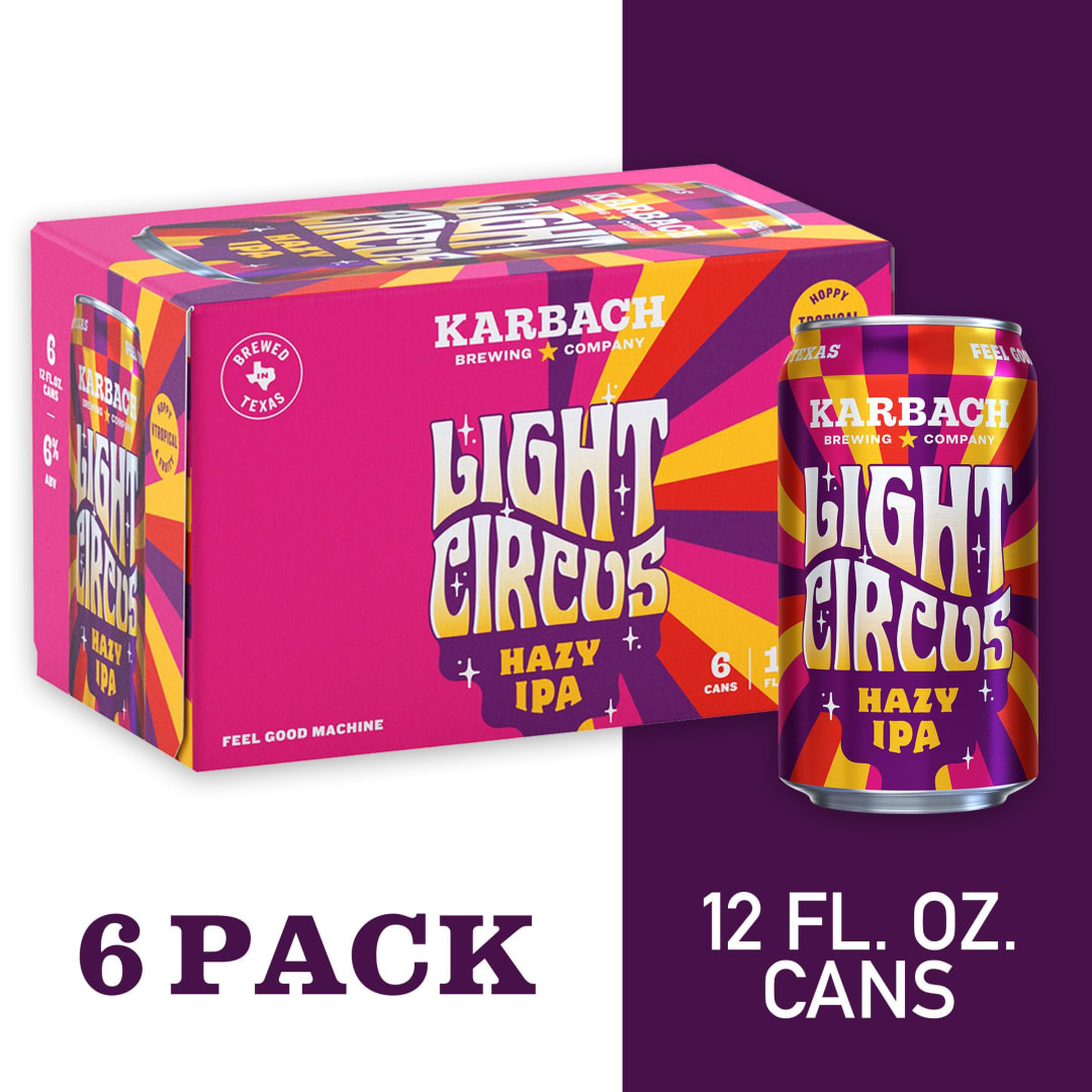 Karbach Brewing Company Light Circus Hazy IPA Craft Beer, 6 Pack Beer, 12 FL OZ Cans