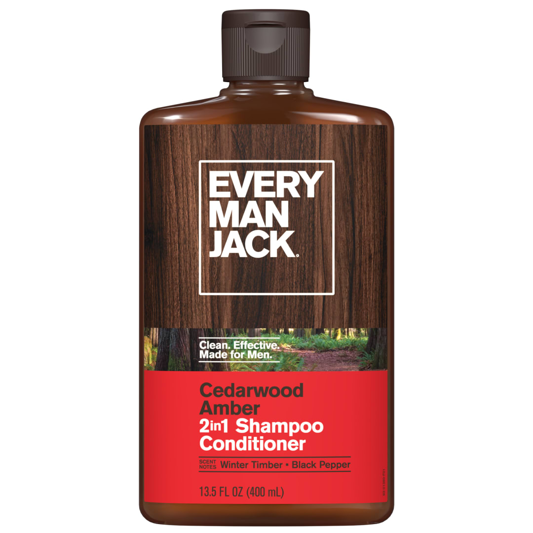 Every Man Jack Cedarwood Amber Daily 2-in-1 Shampoo and Conditioner for Men, Naturally Derived, 13.5 fl oz