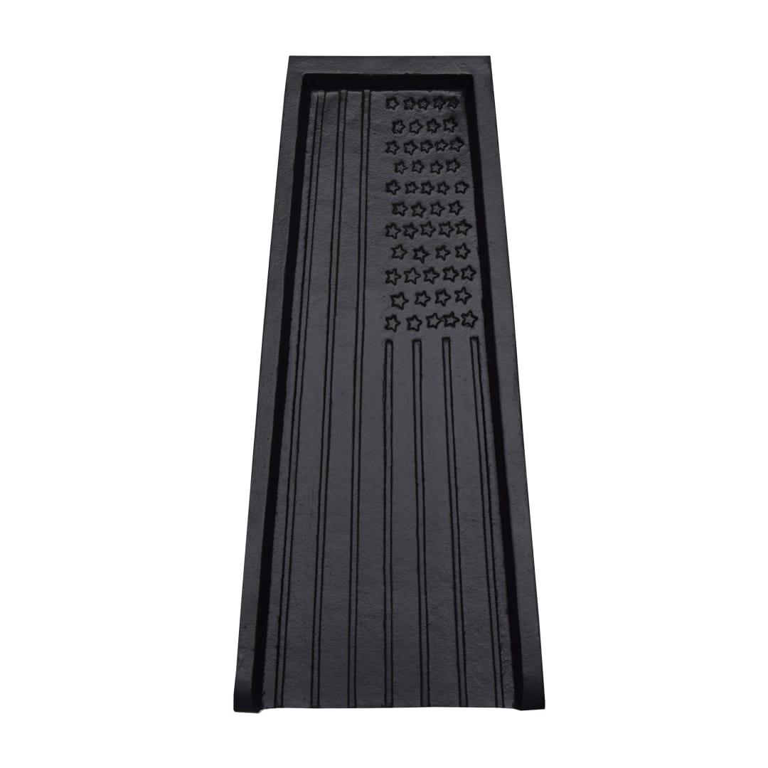 Black USA Patriotic Flag Cast Aluminum Downspout Gutter 24 in. Splash Block