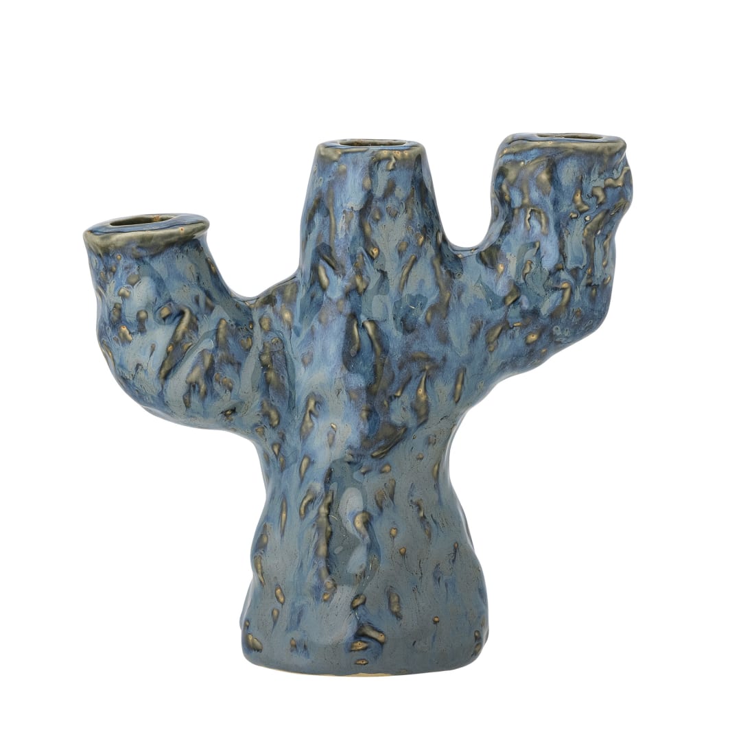 82060817 - Tahoka Candle Holder, Blue, Stoneware STOCK: 142