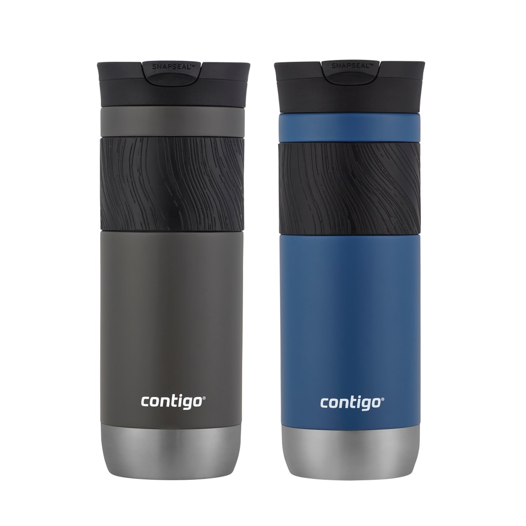 Contigo® Vaso Térmico Byron 2.0, de Acero Inoxidable, con Tapa SNAPSEAL™, y Agarre Texturizado, 591 ml, Gris Azulado Azul