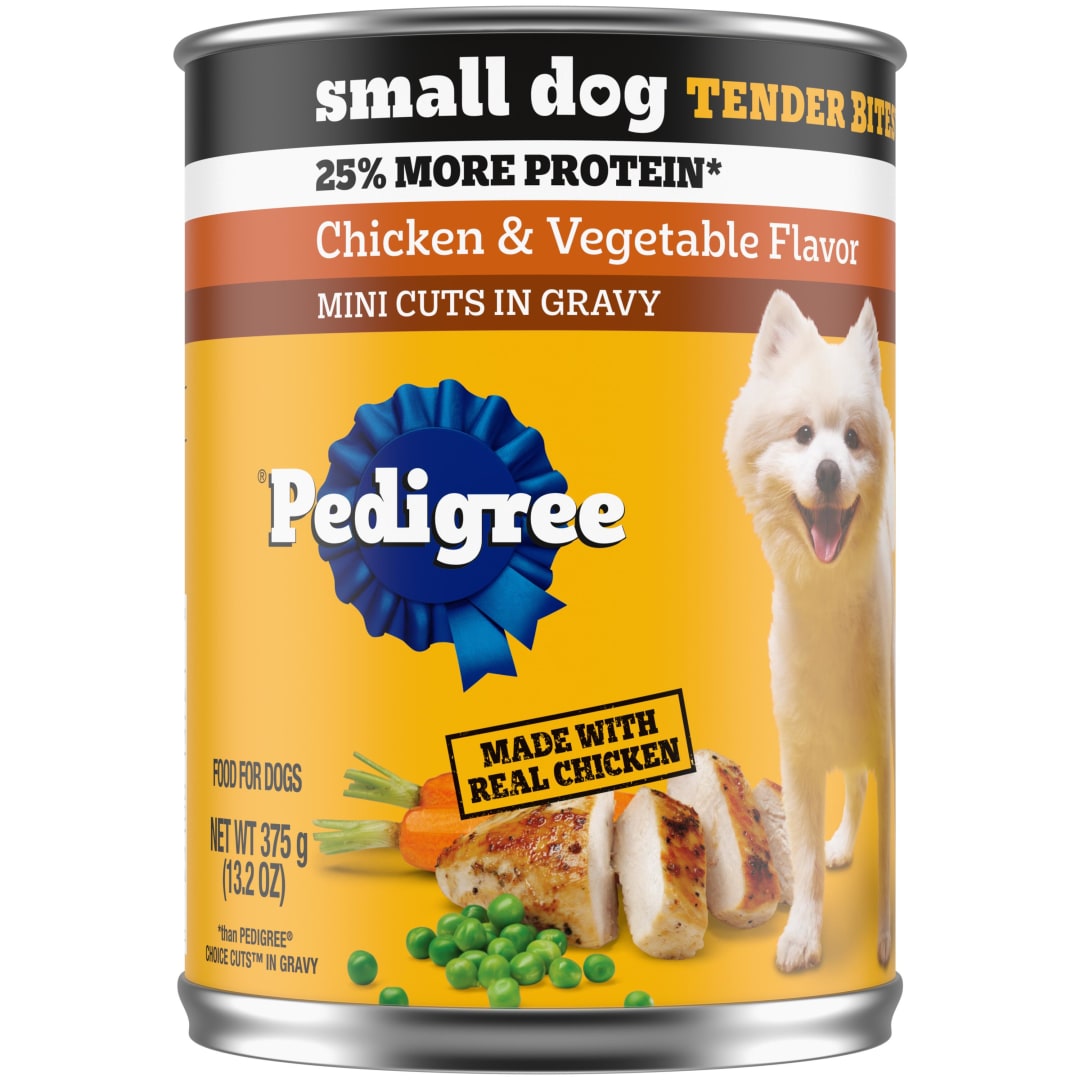 PEDIGREE Small Dog Tender Bites in Gravy, Chicken & Vegetable Flavor Canned Wet Dog Food, (12) 13.2 oz. Cans