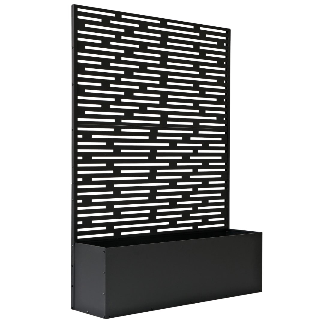 6 ft. x 4 ft. Black Freestanding Metal Privacy Screen Room Divider with Flower Box