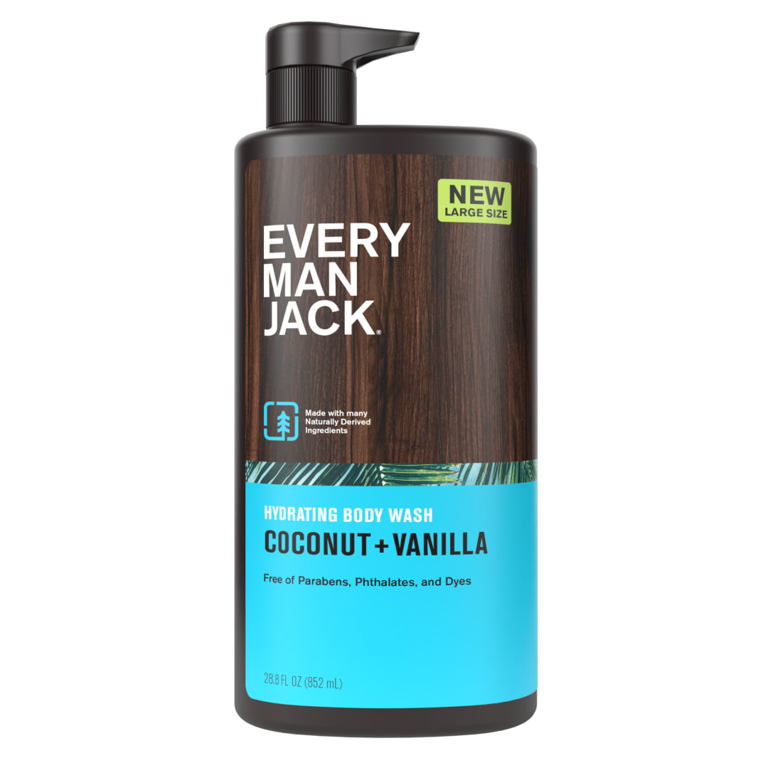 Every Man Jack Coconut + Vanilla Hydrating Body Wash for Men, Naturally Derived, 28.8 fl. oz