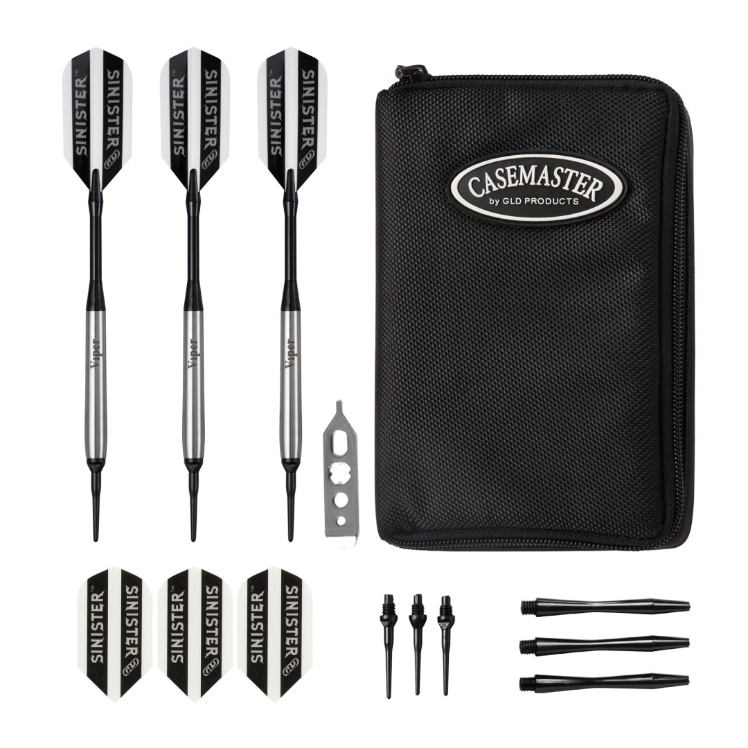 Viper Sinister 95% Tungsten 16 Gram Darts Teardrop Barrel & Casemaster Select Black Dart Case