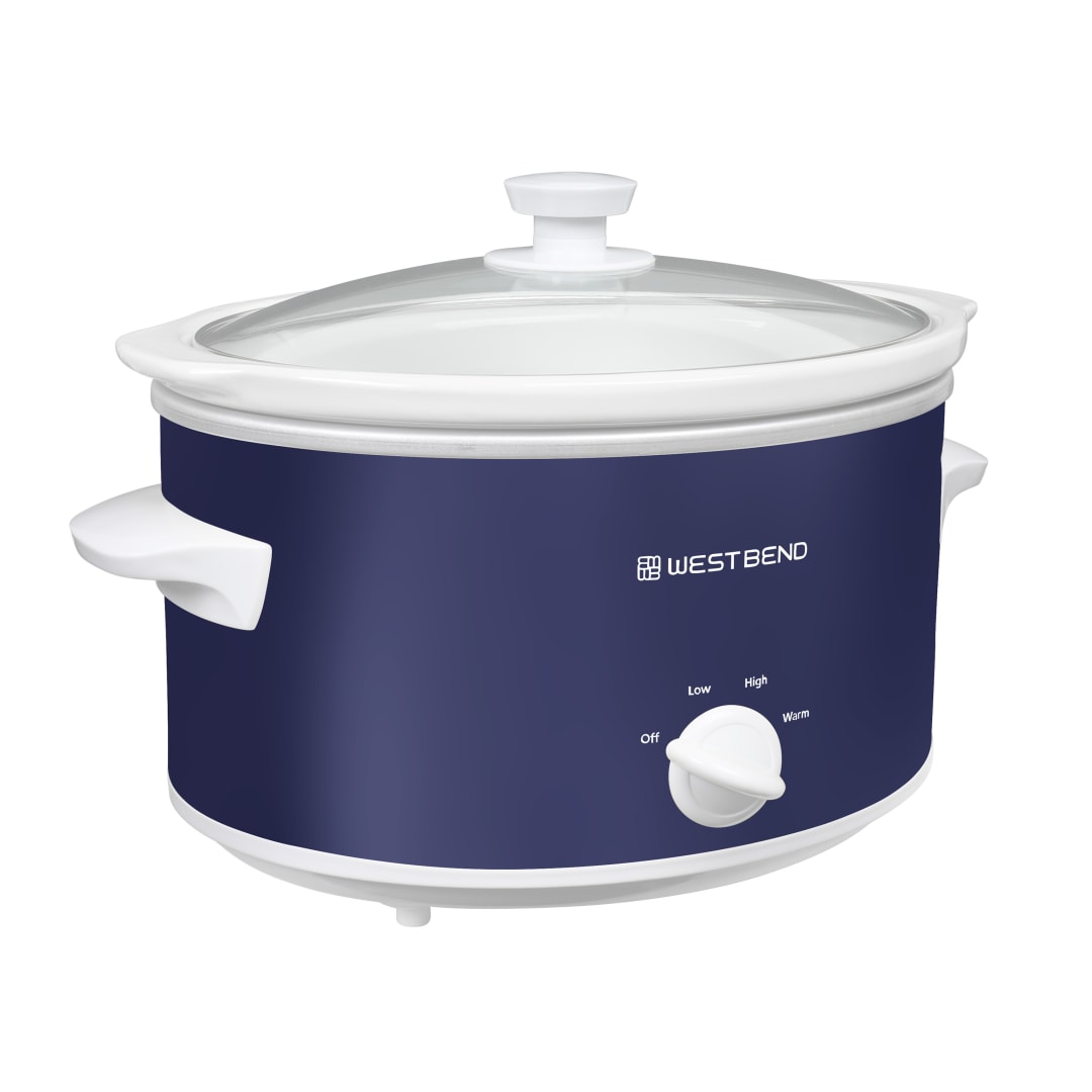 West Bend Slow Cooker, 4 Qt. Capacity in Navy & White (SCWB4QPTNW13)