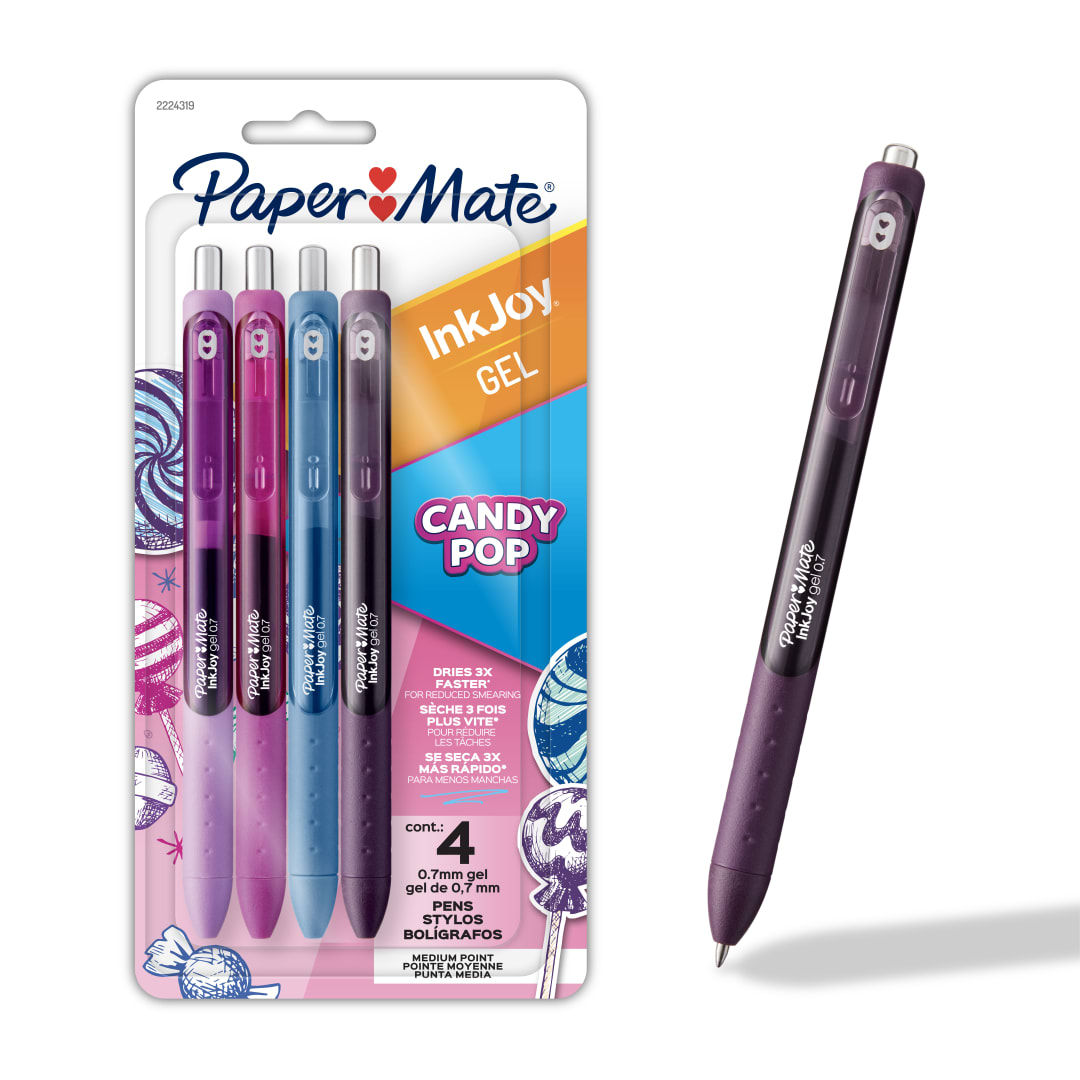 Paper Mate InkJoy Gel Pens, Candy Pop Colors, Medium (0.7mm) Point, Retractable, 4 Count