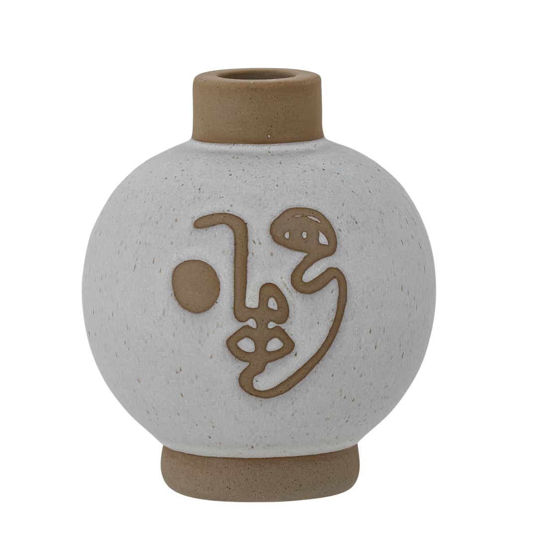 82055041 - Jilian Candle Holder, White, Stoneware STOCK: 300